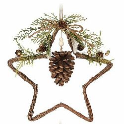 Závesná vianočná dekorácia Woody Star, 34 x 34 x 7 cm