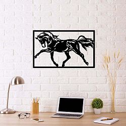Čierna kovová nástenná dekorácia Horse Two, 70 × 50 cm