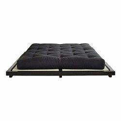 Dvojlôžková posteľ z borovicového dreva s matracom a tatami Karup Design Dock Double Latex Black/Black, 140 × 200 cm