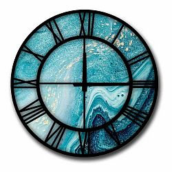 Modré nástenné hodiny HomeArt Glamour, ø 50 cm