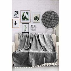 Svetlosivý bavlnený pléd cez posteľ Viaden HN, 170 x 230 cm