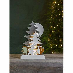 Vianočná drevená svetelná LED dekorácia Star Trading Forest Friends, výška 44 cm