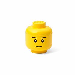 Žltá úložná škatuľa v tvare hlavy LEGO® boy, 10,5 x 10,6 x 12 cm