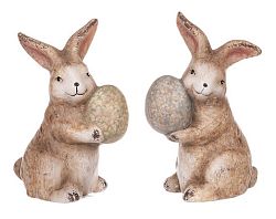Dekoračná soška Veľkonočný zajačik s vajíčkom, mix 2 druhov%