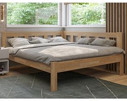 Rohová posteľ so zástenou vpravo Tema P 180x200 cm, prírodný buk%